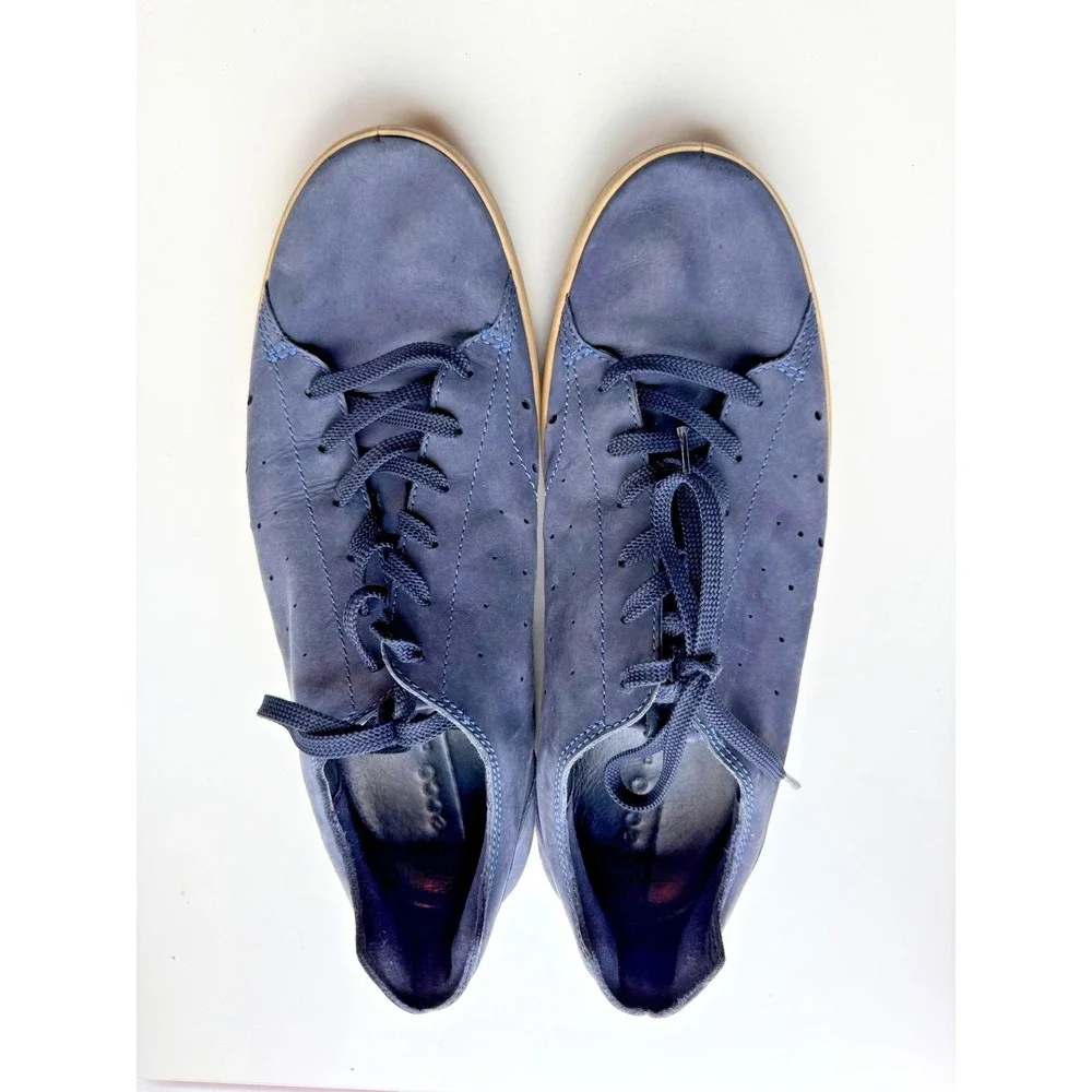 ECCO Soft 7 Sneaker Mens Size 12.5 Navy Blue Leather Low Top Nubuck Casual